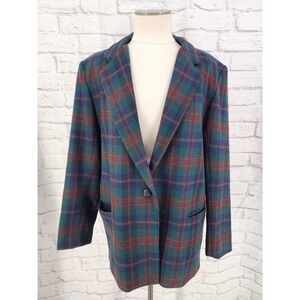 Vintage Dumas Tartan Plaid Blazer 14? Academia Professor Boxy Longline Preppy
